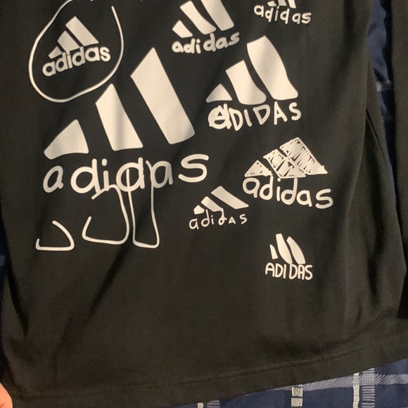 Adidas black long sleeve shirt scribble LS size M - Picture 6 of 7
